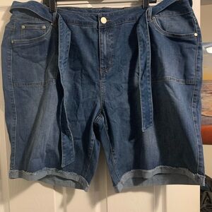 Avenue Size 24 Denim Shorts with High-Rise Waist and Cuffed Hem